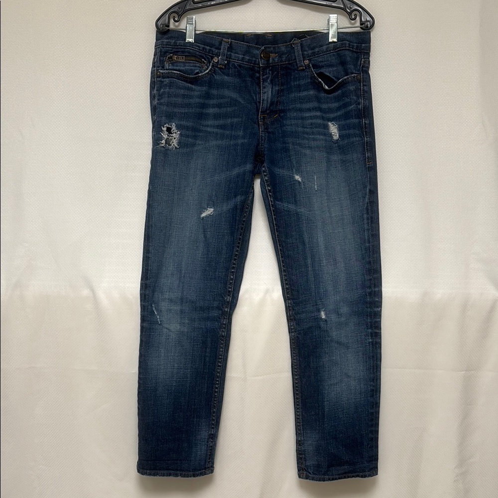 William Rast Blue Boyfriend Jeans with Distressed Details